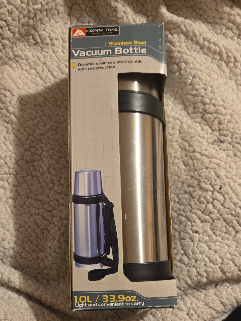 Ozark Trail Stainless Steel Vacuum Bottle with Black Trim